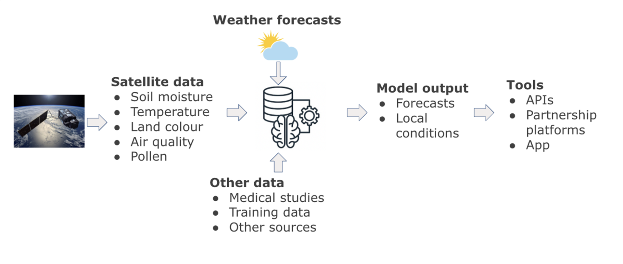 Schematic overview of the data flow and model parameters.