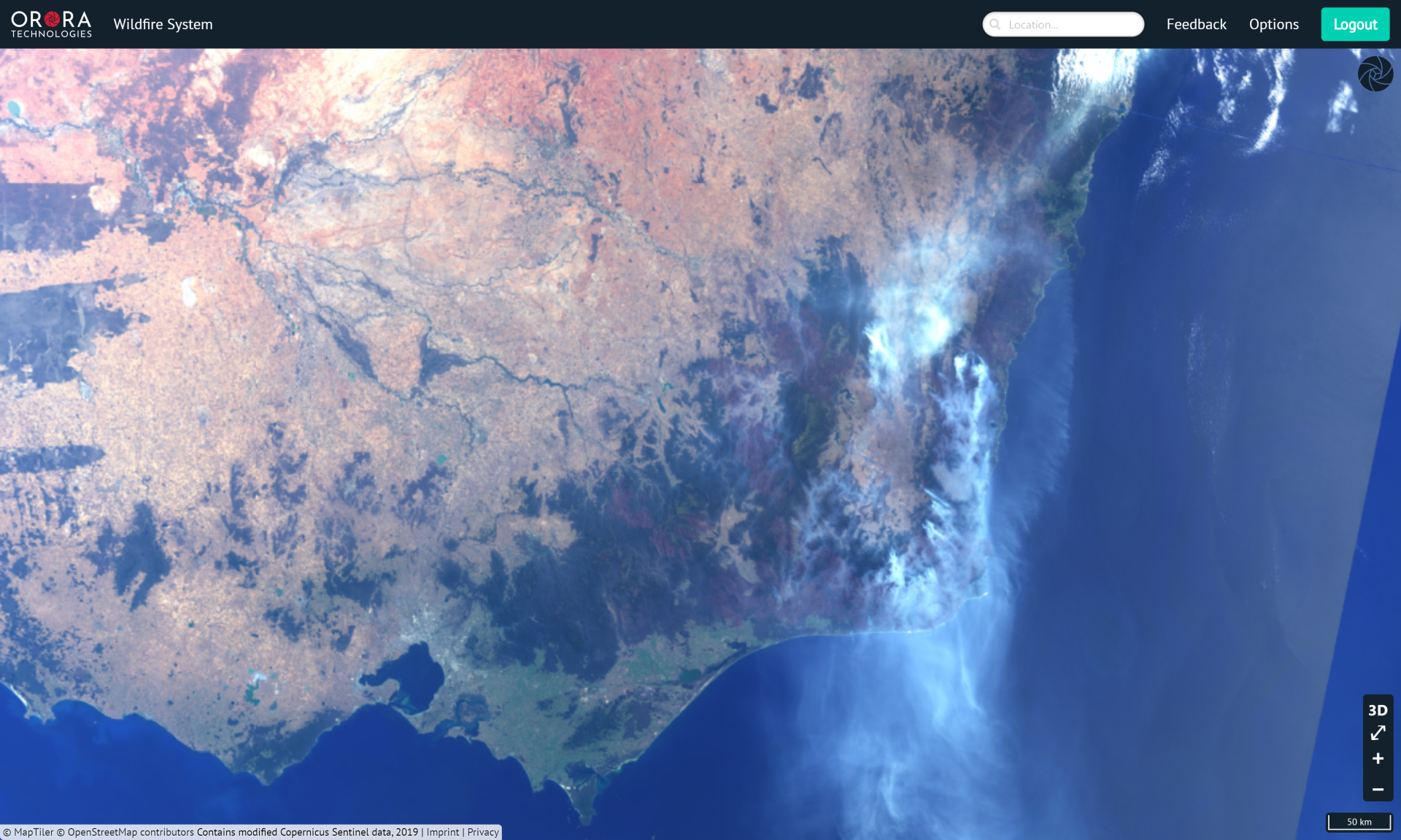 Satellite sources show smoke plumes: here the smoke from Australia’s New South Wales fires are shown in Sentinel satellite images. 