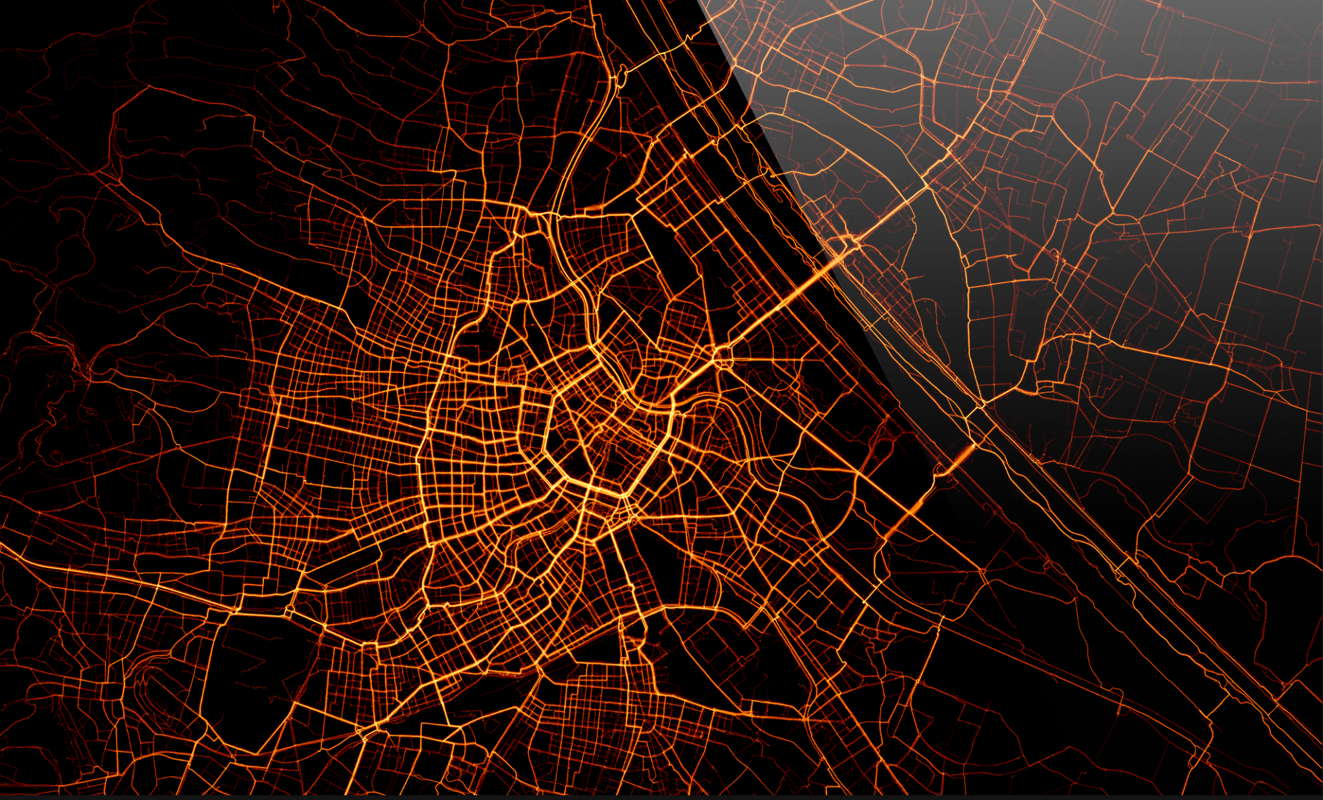 Heat map of about 300 000 recorded rides of cyclists in Vienna, Austria. Credits: Bike Citizens