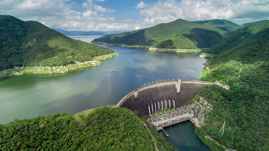 There are almost 900,000 dams in the world – 58,000 of which are registered as large dams according to the International Commission of Large Dams (ICOLD)  Above: The Bhumibol Dam in Thailand. Photo: Shutterstock