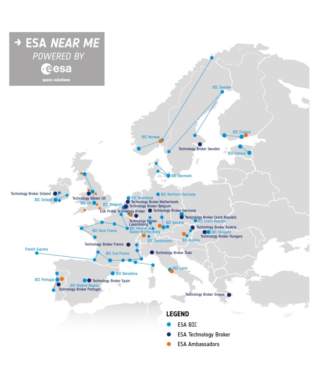 Get to know ESA BASS Network (ESA NEAR ME) with 20 ESA BICs based in over +60 locations in 17 countries, and Technology Brokers and Ambassadors present across Europe.