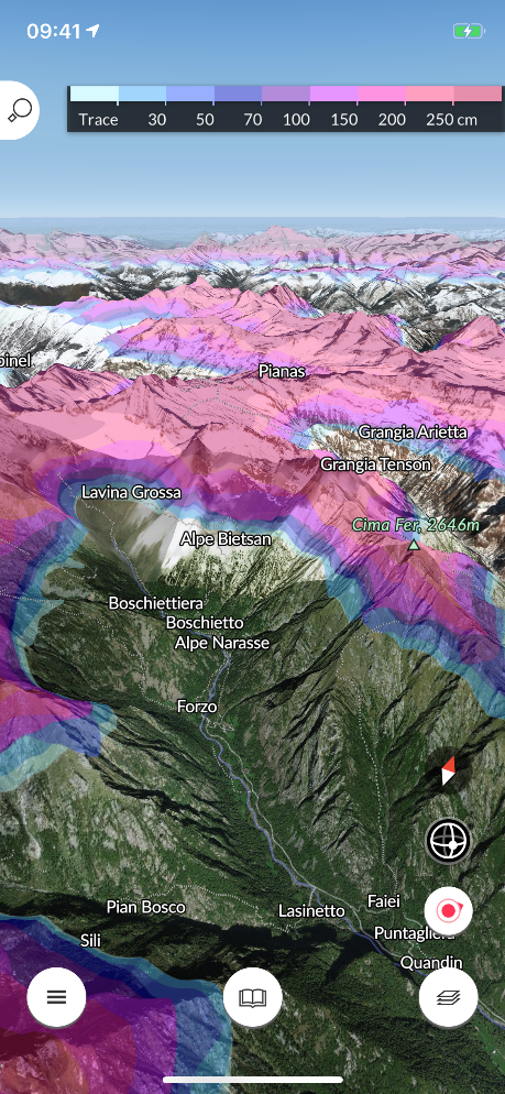 FATMAP helps the user get to know an area like a local and plan routes in detail with the most advanced 3D outdoor map  •	The user can create and share custom locations / waypoints •	 Locate themselves on the map at any time •	Use peak names, roads, footpaths, rivers and heaps of other map data to quickly orientate and navigate to the next objective  •	Use the map ‘Follow' mode to navigate trails while skiing, riding or hiking