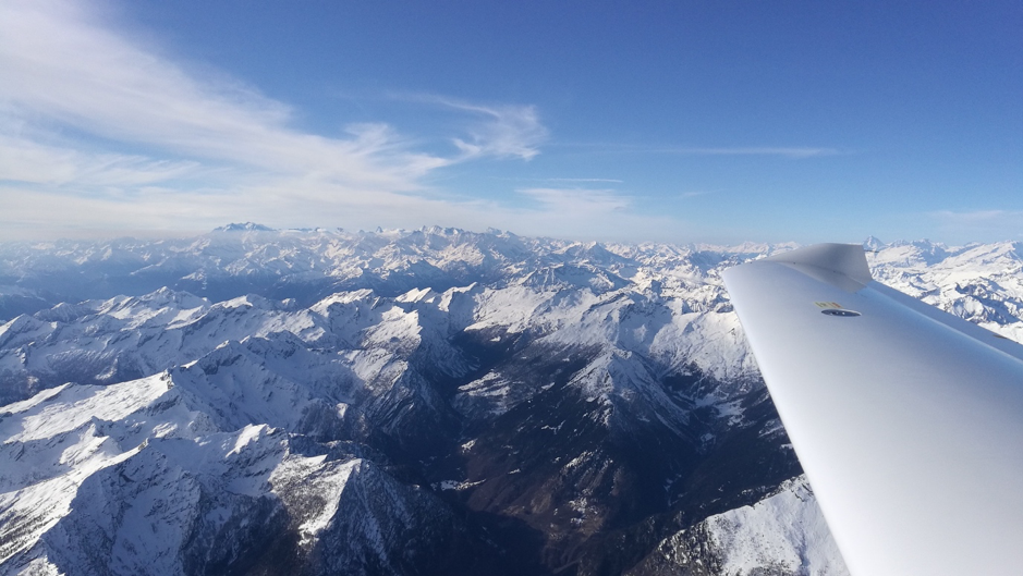 The Site Acceptance Test included tracking when flying over the Alps.  Photo Credit: Arnaud Runge.