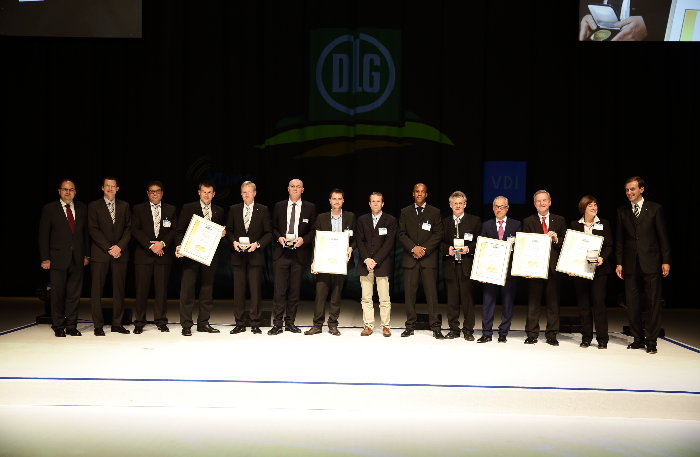 Vista's Heike Bach (second from right) joins the other prizewinners onstage at Agritechnica 2015. Credit: Agritechnca