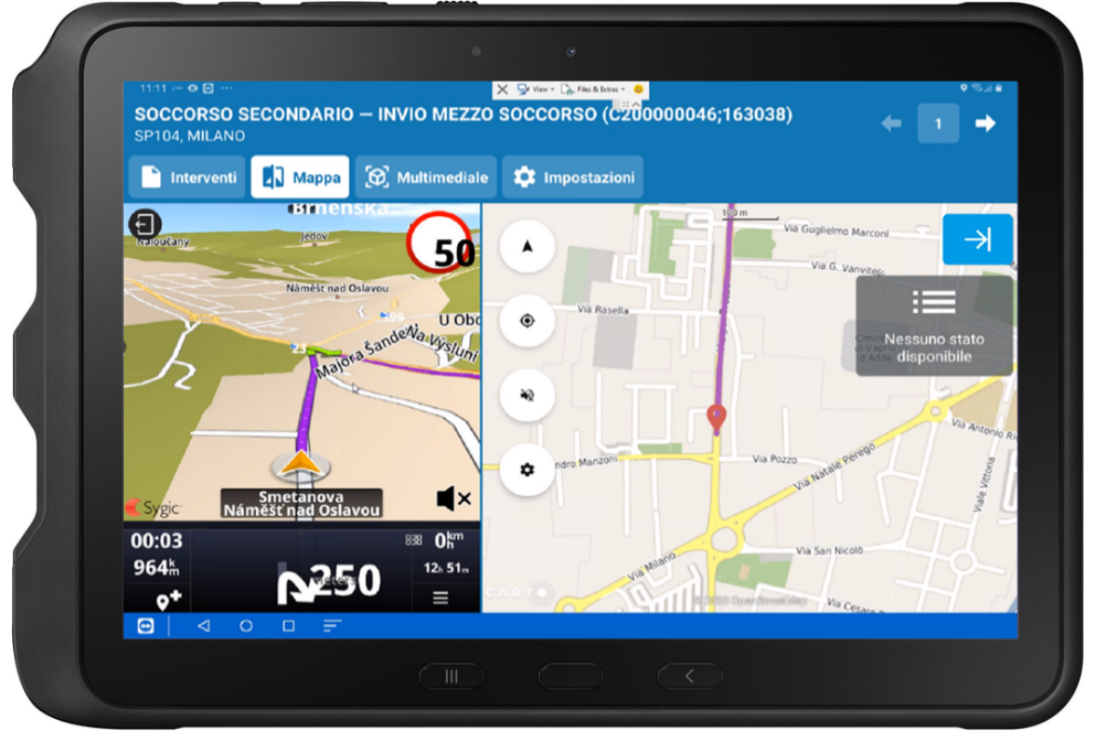 Screen capture of the COVID first responders field software running on tablets