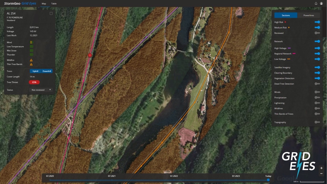 Sample view of GridEyeS Vegetation Management Solution