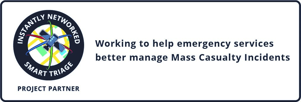 Project banner in use by the Prime Contractor and the Subcontractors for external communications shows the INST project logo and message which reads: Working to help emergency services better manage Mass Casualty Incidents.