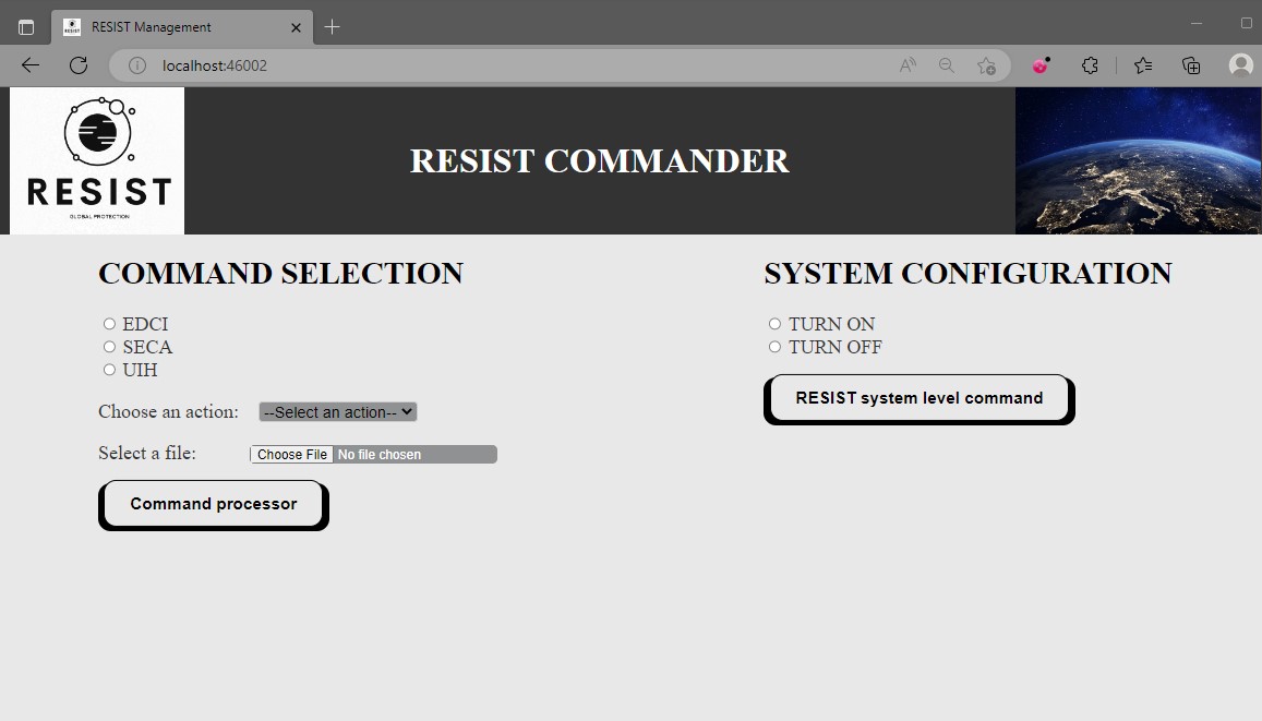Figure 4 RESIST Commander interface, showing the model update options of CMCU.