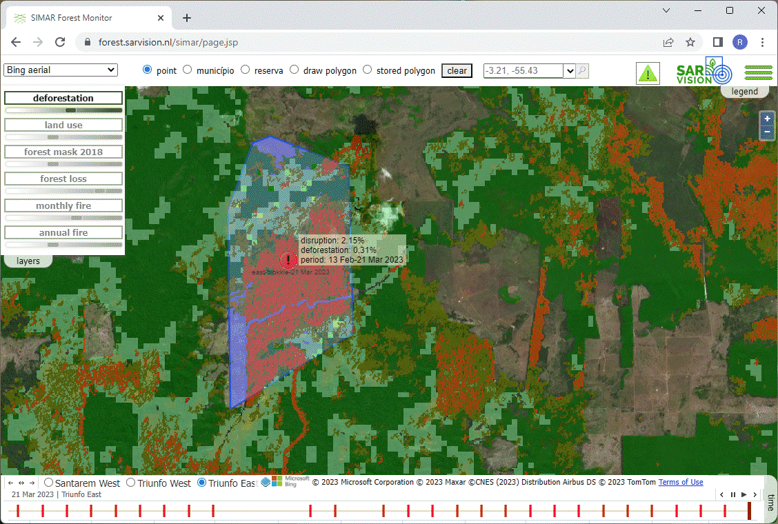 Screenshot of the SimarPa viewer and analyses tool with near real time alert functionality. 