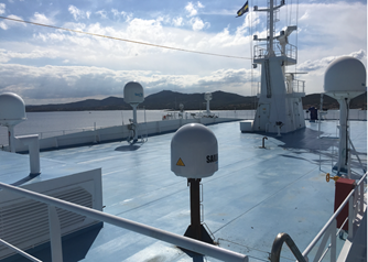 "Satellite Antennas on the deck"