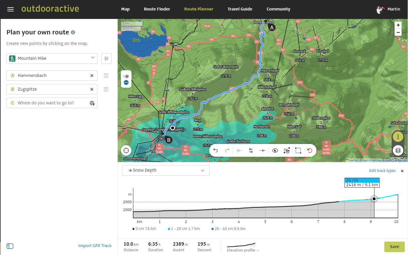 Figure 8: Snow depth map integration presented as a key company milestone at the Outdooractive 30 years event on 20 June 2024 (Image credit: Outdooractive AG, MiLoW-RRS-DP-CCN-2)