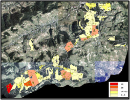  The Forest Health Check reveals wooded areas affected by the web-spinning pine sawfly (Acantholyda posticalis)