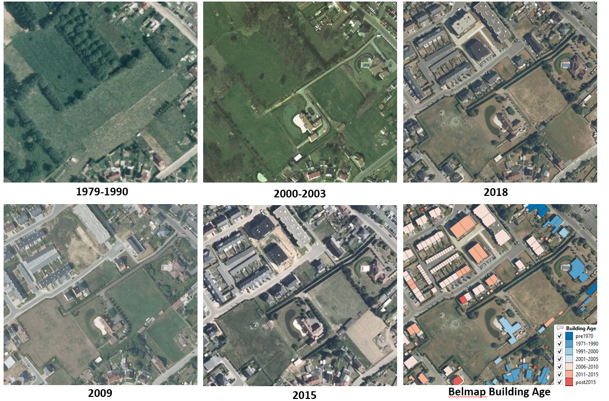 Belmap Building Age showing the age category of buildings that were constructed in the period 1970 -2018