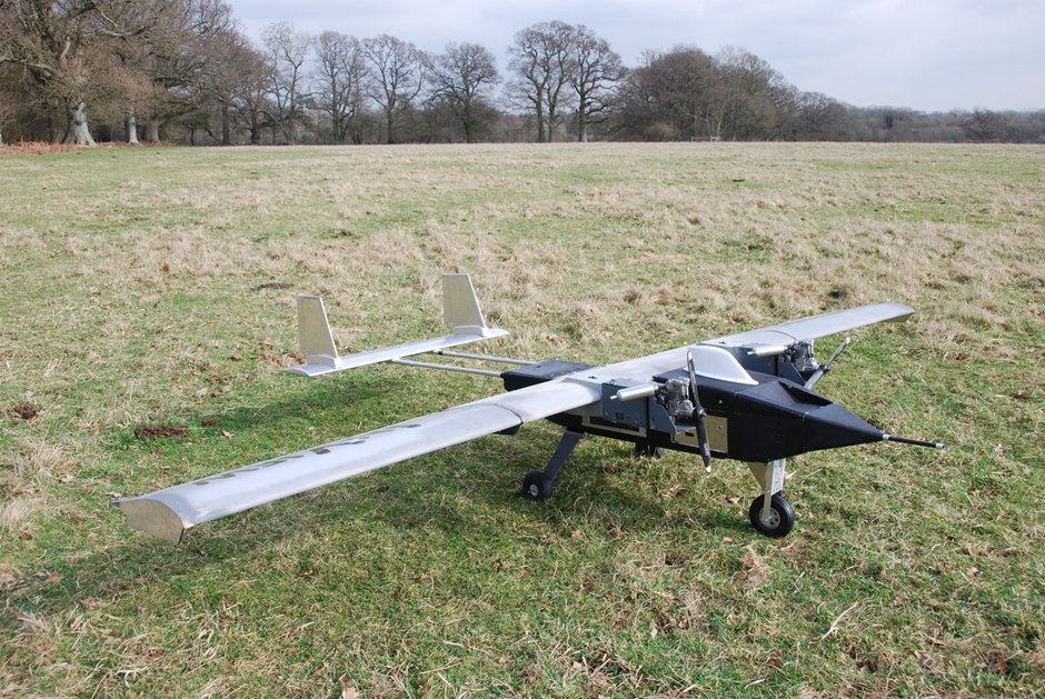 Figure 3: The Cobham SB-200 satellite communications unit fitted to a small unmanned aircraft used in the Proof of Concept tests part of the Feasibility Study. 