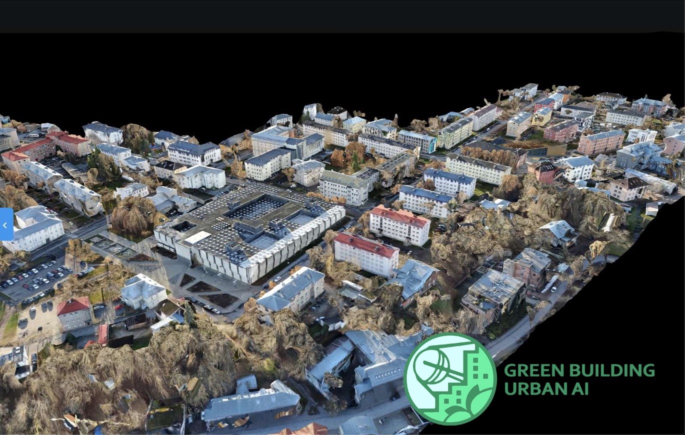 Figure: 3D model from the drone flight in Tartu Green buildings area. Data was acquired on 20.11.2020 from drone flights done by Zero Gravity Oy. Image credit: Cedric Bodet