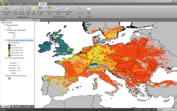 The VECMAP software displaying a vector map (click to enlarge)